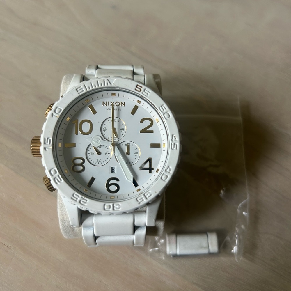 Nixon White and Gold Chronograph Watch 51-30